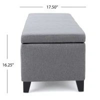 Storage Ottoman with Cushioned Top, Sturdy Frame, and Space-Saving Design, 51" L x 17.25" W x 16.5" H, Gray(m-4)