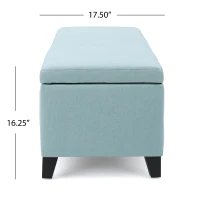 Storage Ottoman with Cushioned Top, Sturdy Frame, and Space-Saving Design, 51" L x 17.25" W x 16.5" H, Light Blue(m-4)