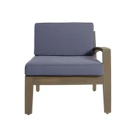 Transitional L-Shaped Patio Furniture Set, Acacia Wood Frame with Water-Resistant Cushions and Slat Panel Design, 27" L x 29.5" W x 26.25" H, Gray(m-10)