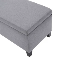 Storage Ottoman with Cushioned Top, Sturdy Frame, and Space-Saving Design, 51" L x 17.25" W x 16.5" H, Gray(m-8)