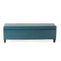 Storage Ottoman with Contemporary Design, Upholstered Seating, Versatile Storage Bench, 51.25" L x 17.5" W x 16.25" H, Teal(m-11)