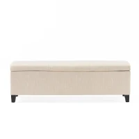 Storage Ottoman with Contemporary Design, Upholstered Seating, Versatile Storage Bench, 51.25" L x 17.5" W x 16.25" H, Light beige(m-11)