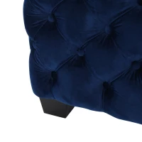 Velvet Ottoman with Cushioned Top, Sturdy Frame, and Space-Saving Design, 29" L x 29" W x 18.25" H, Navy Blue(m-7)