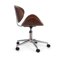 Vinsetto Mid-Century Modern Office Chair, Faux Leather Upholstery, Bentwood Design, Adjustable Height with Swivel, Rolling Casters, 23"x23"x29.25", Walnut(m-8)