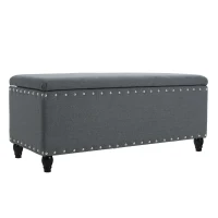 Fabric Storage Ottoman Bench with Solid Wood Construction, Versatile Seating and Storage, 42" L x 18.25" W x 18.25" H, Charcoal(m-2)