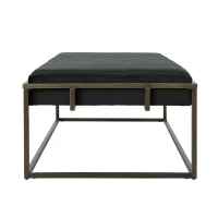 Modern Fabric Ottoman with Cushioned Top, Sturdy Frame, and Space-Saving Design, 49" L x 25" W x 16" H, Black(m-7)