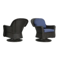 Vinsetto Swivel Club Chair Set of 2 with Water-Resistant Cushions, Outdoor Patio Furniture with Water-Resistant Cushions and Durable Rattan and Iron Construction, 29.5" L x 33" W x 35.75" H, Brown(m-2)