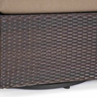 Outdoor Wicker Club Chair with Water Resistant Cushions, Swivel Chair, 33.5" L x 31.5" W x 27.75" H, Brown+Beige(m-8)