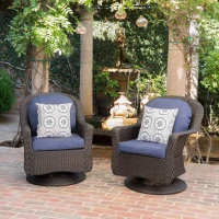 Vinsetto Swivel Club Chair Set of 2 with Water-Resistant Cushions, Outdoor Patio Furniture with Water-Resistant Cushions and Durable Rattan and Iron Construction, 29.5" L x 33" W x 35.75" H, Brown(m-1)