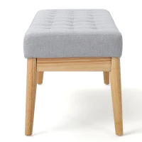 Fabric Ottoman with Cushioned Top, Sturdy Frame, and Space-Saving Design, 43.5" L x 15.75" W x 17" H, Light Gray(m-10)