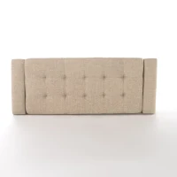 Storage Ottoman with Studs, Hinged Lid, Tufted Top, and Birch Legs, 50.85" L x 19.5" W x 17" H, Wheat(m-7)