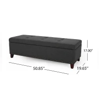 Storage Ottoman with Tufted Waffle Stitching, Nailhead Trim, Contemporary Design and Ample Storage Space, 50.85" L x 19.65" W x 15.75" H, Dark Gray(m-3)