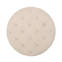 Vinsetto Round Ottoman with Cushioned Top, Sturdy Frame, and Space-Saving Design, 40" L x 40" W x 20" H, Beige(m-9)