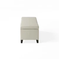 Storage Ottoman with Contemporary Design, Upholstered Seating, Versatile Storage Bench, 51.25" L x 17.5" W x 16.25" H, Ivory(m-11)