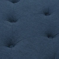 Tufted Ottoman with Upholstered Polyester Blend, Button Tufting, Turned Feet, 40.5" x 40.5" x 16.9", Navy Blue(m-6)