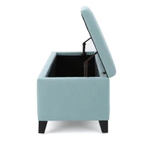 Storage Ottoman with Cushioned Top, Sturdy Frame, and Space-Saving Design, 51" L x 17.25" W x 16.5" H, Light Blue(m-9)