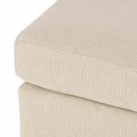 Fabric Ottoman with Smooth Upholstery, Contemporary Design, Versatile Use, Birch Wood Legs, 24" x 18" x 16", Linen(m-8)