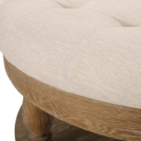 Vinsetto Round Ottoman with Cushioned Top, Sturdy Frame, and Space-Saving Design, 40" L x 40" W x 20" H, Beige(m-5)
