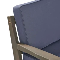 Transitional L-Shaped Patio Furniture Set, Acacia Wood Frame with Water-Resistant Cushions and Slat Panel Design, 27" L x 29.5" W x 26.25" H, Gray(m-5)