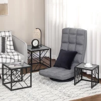 HOMCOM Nest of Tables Set of 3, Square Coffee Table Set with Metal Frame for Living Room, Bedroom, Grey(m-8)