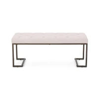 Stylish Bedroom Bench with Padded Seat Cushion, Upturned Wide U Shape, Light Assembly Required, 44.75" L x 15" W x 18.25" H, Beige(m-10)