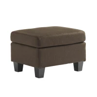 Fabric Ottoman with Contemporary Design, Smooth Upholstery, Versatile Use, Birch Wood Legs, 24" W x 18" D x 16" H, Chocolate(m-8)