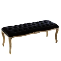 Stylish Bedroom Bench with Padded Seat Cushion, Upturned Wide U Shape, Light Assembly Required, 46.25" L x 17" W x 18" H, Black(m-2)