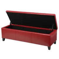 Storage Ottoman with Contemporary Design, Upholstered Seating, Versatile Storage Bench, 51.25" L x 17.5" W x 16.25" H, Red(m-7)