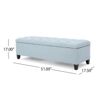 Storage Ottoman with Contemporary Design, Upholstered Seating, Versatile Storage Bench, 51" L x 17.5" W x 17" H, Blue(m-3)