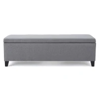 Storage Ottoman with Cushioned Top, Sturdy Frame, and Space-Saving Design, 51" L x 17.25" W x 16.5" H, Gray(m-12)