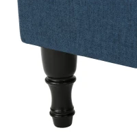 Storage Ottoman with Tufted Top and Dark Wooden Legs, Multi-Functional Suede Upholstery, 40.75" L x 19.25" W x 17.25" H, Navy Blue(m-9)