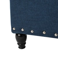 Fabric Storage Ottoman Bench with Solid Wood Construction, Versatile Seating and Storage, 42" L x 18.25" W x 18.25" H, Navy Blue(m-8)