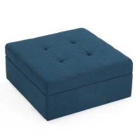 Storage Ottoman with Tufted Waffle Stitch, Contemporary Design, Ample Storage Space, Rolling Casters, 31" L x 31" W x 15.25" H, Navy Blue(m-2)