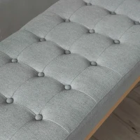Fabric Ottoman with Cushioned Top, Sturdy Frame, and Space-Saving Design, 43.5" L x 15.75" W x 17" H, Light Gray(m-5)