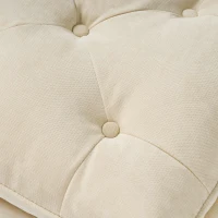 28" Pillow Top Ottoman with Button Tufted Upholstery, Turned Birch Legs, Extra Seating or Footrest, 28.5"x18"x17.75", Cream(m-7)