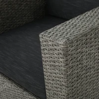 Outdoor Swivel Club Chair, Polyethylene Wicker, Water-Resistant Cushions, 33.5" L x 31.5" W x 27.75" H, Assembly Required, Black+Gray(m-6)