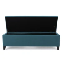 Storage Ottoman with Cushioned Top, Sturdy Frame, and Space-Saving Design, 51" L x 17.25" W x 16.5" H, Teal(m-9)