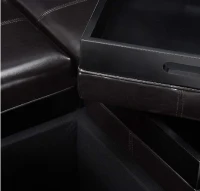 Storage Ottoman with Cushioned Top, Sturdy Frame, and Space-Saving Design, 35" L x 35" W x 19" H, Chocolate(m-4)