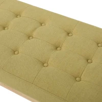 Fabric Ottoman with Cushioned Top, Sturdy Frame, and Space-Saving Design, 43.5" L x 15.75" W x 17" H, Yellow(m-5)