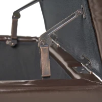 Double-Top Storage Ottoman with Soft Leather, Tufted Design, Ample Interior Space, and Matching Espresso Legs, 51"x24.5"x19", Brown(m-8)