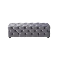 Contemporary Glam Rectangle Padded Ottoman with Cushioned Top, Sturdy Frame, and Space-Saving Design, 50.75" L x 18.75" W x 15.75" H, Grey(m-6)