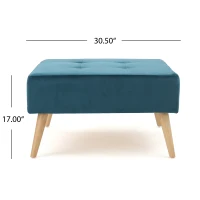 Velvet Ottoman with Cushioned Top, Sturdy Frame, and Space-Saving Design, 30.5" L x 30.5" W x 17" H, Teal(m-3)