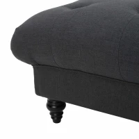 Tufted Ottoman with Upholstered Polyester Blend, Button Tufting, Turned Feet, 40.5" x 40.5" x 16.9", Dark Gray(m-6)
