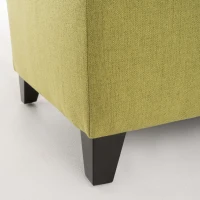 Storage Ottoman with Birch Legs, Hand-Tufted Fabric, 50" L x 20.5" W x 18.25" H, Spot Clean, Green(m-9)