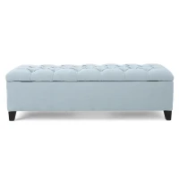 Storage Ottoman with Contemporary Design, Upholstered Seating, Versatile Storage Bench, 51" L x 17.5" W x 17" H, Blue(m-10)