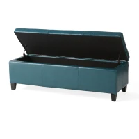 Storage Ottoman with Contemporary Design, Upholstered Seating, Versatile Storage Bench, 51.25" L x 17.5" W x 16.25" H, Teal(m-7)