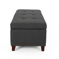 Storage Ottoman with Tufted Waffle Stitching, Nailhead Trim, Contemporary Design and Ample Storage Space, 50.85" L x 19.65" W x 15.75" H, Dark Gray(m-8)