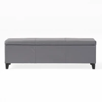 Storage Ottoman with Contemporary Design, Upholstered Seating, Versatile Storage Bench, 51.25" L x 17.5" W x 16.25" H, Gray(m-10)