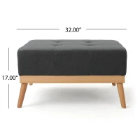 Fabric Ottoman with Cushioned Top, Sturdy Frame, and Space-Saving Design, 32" L x 32" W x 17.25" H, Dark Gray(m-3)