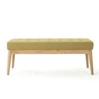 Fabric Ottoman with Cushioned Top, Sturdy Frame, and Space-Saving Design, 43.5" L x 15.75" W x 17" H, Yellow(m-8)